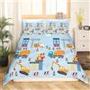 Homemissing Escavatore Copripiumone Veicoli da costruzione Copripiumini per bambini Cartoon Auto Set Copripiumino 135x200cm Ragazze Ragazzi Adolescenti Ultra morbido Attrezzature Camion Copripiumino