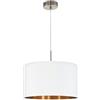 EGLO lampada a sospensione Pasteri, 1 fiamma, lampada tessile | a sospensione, lampada da soffitto in acciaio e tessuto, colore: nichel opaco, bianco, rame, attacco: E27, diametro: 38 cm