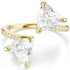 Swarovski Mesmera Anello Aperto a Fascia, Gioiello Versatile per Occasioni Speciali con Zirconia, Taglio Heart, Placcatura in Tonalitŕ Oro, Taglia 55