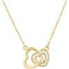 Sofia Milani - Collana da Donna in Argento 925 - Placcata in Oro con Pietra Zircone - Ciondolo a Cuore Doppio - N0665
