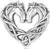 Kerraom Charm Due Cavalli Intrecciati Argento 925，Ciondolo Due Cavalli con Cuore，Charm per Bracciali Europee，Regalo per Mamma, Fidanzata, Figlia Compleanno, San Valentino, Natal