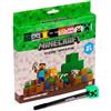 Puckator Minecraft - Set di 8 Penne con Topper in PVC Pixelato, Collezione Personaggi, Nero, Tratto Fine - Cancelleria per Scuola, Ufficio, Scrivania