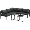 Outsunny Set da Giardino 7 Pezzi in Acciaio e Poliestere con 5 Sedie con Cuscini e 2 Tavolini da Caffè, Grigio