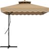 Outsunny Ombrellone a Sbalzo con Doppio Tetto, Apertura a Manovella e Base a Croce, 2.5x2.5m, Cachi