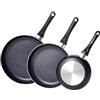 Amazon Basics Set di 3 padelle antiaderenti in ceramica, 20,3 cm, 25,4 cm e 30,5 cm, colore nero