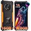 CUBOT KingKong ES - Smartphone HD+ da 6,56, 16GB (6GB+10GB) RAM e 128GB ROM, Tripla fotocamera da 48 MP, Batteria 5100mAh, Android 14, Processore OctaCore, Colore Nero+Arancione