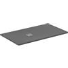 Ideal Standard - Ultra Flat S+, Piatto doccia rettangolare ultrasottile in resina effetto pietra, 140x80cm, Ideal Solid, Scarico lato corto, Grigio cemento
