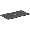 Ideal Standard - Ultra Flat S+, Piatto doccia rettangolare ultrasottile in resina effetto pietra, 180x100cm, Ideal Solid, Scarico centrale, Nero
