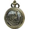 SEWOR bronzo del Giappone movimento al quarzo Orologio da tasca con doppia catena (metal & Leather) (Treno)