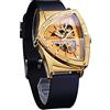 FORSINING Orologi Scheletrati da Uomo, Orologio Meccanico Automatico con Quadrante Triangolare, Orologi Luminosi a Carica Automatica con Bracciale in Acciaio Inossidabile o Cinturino in Silicone