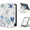 MoKo Custodia Girevole a 360° per 7 eBook Reader 12a Gen 2024, Retro Trasparente Staccabile Magnetica Regolabile con Auto Wake/Sleep, Non compatibile con TCL Remarkable Kobo, Bianco/Blu