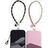 AHABIPERS Cordini Da Polso, Cellulare Cinghie, Pelle e Metallo Ciondoli per Telefono Catena per Fotocamere, Telefoni Cellulari, Chiavette Usb, Portafogli, Chiavi - Nero&Rosa