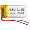 Liter energy battery Batteria 521225 LiPo 3.7V 135mAh 0.499Wh 1S 5C Liter Energy Battery per l'elettronica Ricaricabile Telefono Portatile Video Luce LED GPS - Non adatto per Radiocomando 27x12x5mm (135mAh|521225)