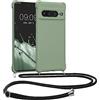 kwmobile Custodia Compatibile con Google Pixel 7 Pro Cover - Back Case in Silicone TPU - Protezione Smartphone con Cordino - verde grigio