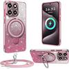 XCYYOO Custodia per Honor 400 Smart Custodia con cinturino, [con catena per cellulare rimovibile] in silicone trasparente antiurto con anello di supporto con catena per Honor 400 Smart -Pink