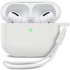 MyGadget Custodia in Silicone per AirPods Pro 1a Generazione - [ Compatibile con Qi ] con Braccialetto in Silicone - Custodia Protettiva Morbida - Bianco