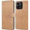 Leacckl Cover per Honor 200 Smart, Custodia a portafoglio in Pelle PU Premium [Magnetica a Scatto] [Funzione Stand], Cachi