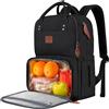 MATEIN Zaino Porta PC Uomo Donna 15,6 Pollici con Scomparto Porta Pranzo Termico, Zaino da Viaggio 40x30x20 Impermeabile e Antifurto, Borsa Termica per Lavoro, Ufficio e Università, Nero