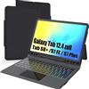 ROOFEI Custodia per tastiera Samsung Galaxy Tab S7 FE/S8 Plus/S7 Plus da 12,4 pollici, touchpad e retroilluminazione a 7 colori, layout QWERTZ