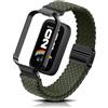 PaceBid Nylon Cinturino per Xiaomi Smart Band 9 Active/Redmi Smart Band 3 | Uomini Donne Intrecciato Nylon Magnetico Elastico Watch Band per Xiaomi Redmi Smart Band 3/Mi Band 9 Active, Verde