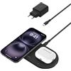 Belkin BoostCharge Pro Tappetino di Ricarica Wireless 2 in 1 con tecnologia magnetica Qi2 15W, Caricabatteria wireless rapido per iPhone 17, Air, Pixelsnap, AirPods e dispositivi MagSafe - Nero