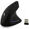 KLEIN Design Mouse Verticale Senza Fili e ergonomico, per destrimani, 6 Pulsanti, 3200-2000-1200-800 DPI, Colore Nero