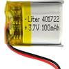 Liter energy battery Batteria 401722 LiPo 3.7V 100mAh 0.37Wh 1S 5C Liter Energy Battery per l'elettronica Ricaricabile Telefono Portatile Video Luce LED GPS - Non adatto per Radiocomando 24x17x4mm (100mAh|401722)