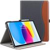 ZtotopCases Custodia per iPad 10a Generazione, Modello 2022 da 10,9 Pollici,Cover Business in Pelle Premium con Funzione Sveglia/Sleep Automatica,Cover per Supporto Multi-Angolo con Tasca, Demin Nero