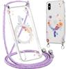 Xylota Magnetica Cover con Cordino per iPhone X/XS 5,8 Compatibile con MagSafe, Aesthetic Motivo Disegni Trasparente Custodia, Antiurto Protettiva Case con Laccio Tracolla per iPhone XS, Fiori 01