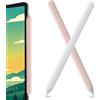 SSS·GRGB Custodia in silicone ultra sottile per matita Apple (USB-C) 2023, accessori per matita Apple, doppio tocco, fodero per matita in silicone (Bianco e Rosa Chiaro, confezione da 2)