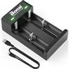 BONAI Caricabatterie Pile Ricaricabili Universale a 2 Slot, Carica Batterie per Ni-MH AA AAA C D e Batterie al Litio 18650, Alimentazione USB con Slot Indipendenti, Design Compatto per Casa e Viaggio
