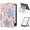 MoKo Custodia Girevole a 360° per 7 eBook Reader 12a Gen 2024, Retro Trasparente Staccabile Magnetica Regolabile con Auto Wake/Sleep, Non compatibile con TCL Remarkable Kobo, Pittura ad Olio di Fiori