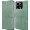 Leacckl Cover per Honor 200 Smart, Custodia a portafoglio in Pelle PU Premium [Magnetica a Scatto] [Funzione Stand], Verde