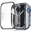 NEW'C 2 Pezzi Cover + Pellicola Prottetiva per Apple Watch Series 8/7 45mm - Custodia HD con protezione in vetro temperato integrata per Apple Watch 45mm Series 8/7 - Trasparente