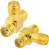 Vecys 2 Pezzi Adattatore SMA Splitter a 3 Vie a Forma di T SMA Femmina a Doppia Femmina Splitter Adattatore Antenna Convertitore 50 Ohm