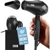 LEBENLANG Phon da viaggio pieghevole piccolo - 1000W Doppio voltaggio & Borsa da viaggio incl. beccuccio per lo styling I Phon capelli I Asciugacapelli ionico I Phone capelli Hair dryer Fono