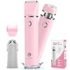 Cayzor Rasoio per bikini da donna, 2 in 1, per rimozione peli del corpo umidi e asciutti, senza fili, impermeabile, rasoio per viso, labbra, mento, gambe sotto le ascelle (Rosa)