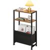 Wooruy Tavolino stretto da 17,8 cm, tavolino sottile con ripiani, comodino con porta riviste, comodino sottile per piccoli spazi, soggiorno, camera da letto, divano, lato 17,8 cm P x 39,9 cm L x 65,5