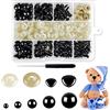 Hengxinchen 330 Pezzi Occhi Amigurumi Schwarz Amigurumi Kit Occhi 5-12mm Occhi per Pupazzi Plastica Occhi di Sicurezza per Amigurumi con Rondelle per Animali all'Uncinetto Bambola Pupazzo Peluche