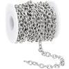 PATIKIL 16,4 Piei Catena a Maglie Cavo in Acciaio Inossidabile 304, Larghezza 7mm Rotolo di Catena Metallo Piatta per Creazione Gioielli Fai-da-Te, Tono Argento