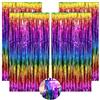ShinherYee 4 tende tinsel colorate, glitterate, ideali per carnevale, decorazioni per carnevale, 1 x 2 m, per decorazioni di carnevale, compleanni, matrimoni, decorazioni per palcoscenici, albero di Natale