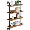 YMYNY Scaffale da Parete, Scaffale per Tubi di Ferro in Stile Industriale a 4 Livelli, Portaoggetti, Scaffale Galleggiante per Cucina, Ufficio, Bagno, Soggiorno, Camera da Letto HWS002H