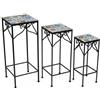 DRW Set di 3 piedistalli in metallo e pietra in nero, blu e giallo 70x28x28 cm