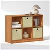 Furinno CUBIC Organizer e Stoccaggio Armadio, Organizer Armadio 6 Cubi con Cesti, Ripiani Aperti per Armadio, Camera da Letto, Soggiorno, Ciliegio Chiaro/Avorio