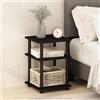 Furinno TURN-N-TUBE Night Stand, Comodino a 3 Livelli con Ripiani Aperti, Tavolino da Letto, Tavolino Laterale, per Camera da Letto, Soggiorno, Nero