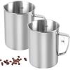 BORDEAG Misurino In Acciaio Inox,Set Di 2 1000Ml Brocca Da Latte In Acciaio Inossidabile Con Manico,Scala,Misurino In Acciaio Inossidabile Per Cappuccino,Latte Ed Espresso,Macchina Per Il Caffè,Latte,Acqua