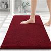 Homaxy Tappetino da bagno antiscivolo in ciniglia, in microfibra, assorbente, a pelo lungo, 40 x 60 cm, colore: rosso vino