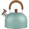 shaojian Bollitore a fischio con manico anti-scottatura, 3 l, in acciaio inox per uso alimentare, teiera in stile retrò, bollitore da campeggio, per cucina, fornello a gas a induzione (verde)