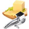 Aramox Grattugia per Formaggio in Acciaio Inossidabile, Trituratore Manuale per Formaggio Parmigiano, Grattugia Rotante a Manovella da Manuale