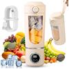 Peelanmall Frullatore portatile, mini frullatore portatile da 700 ml, con 12 blade in acciaio inox, spremiagrumi ricaricabili per frullati, frutta e vegetabili, display digitale (beige)